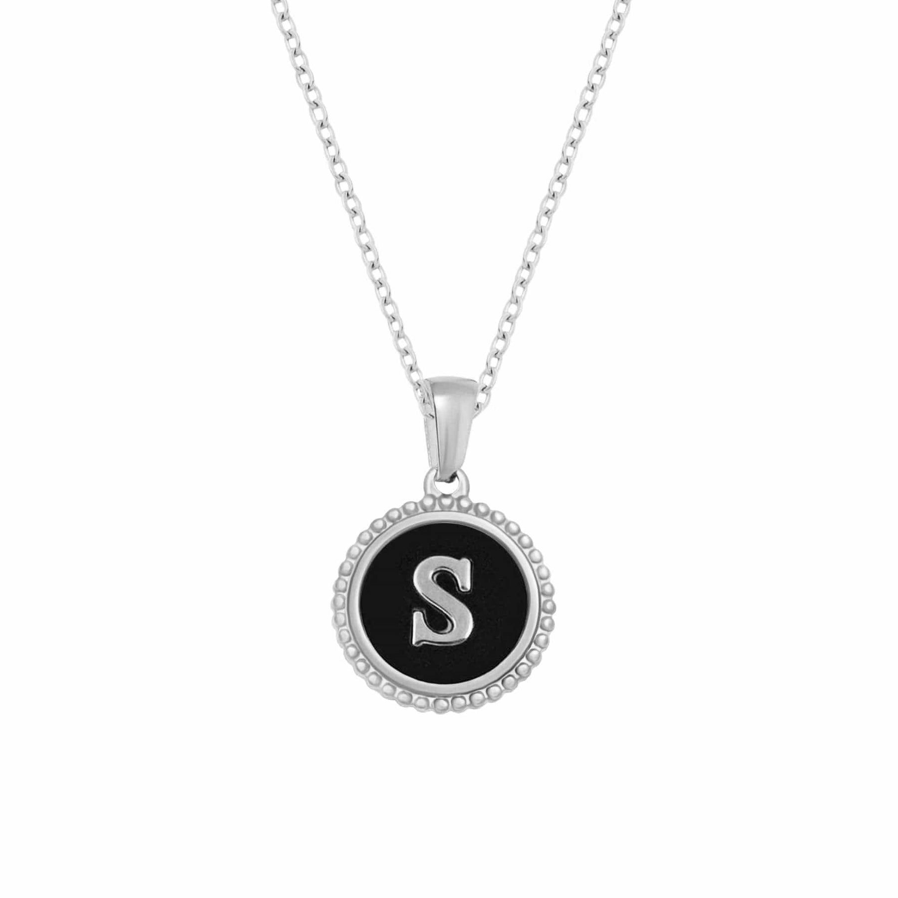 BohoMoon Stainless Steel Noire Initial Necklace Silver / A