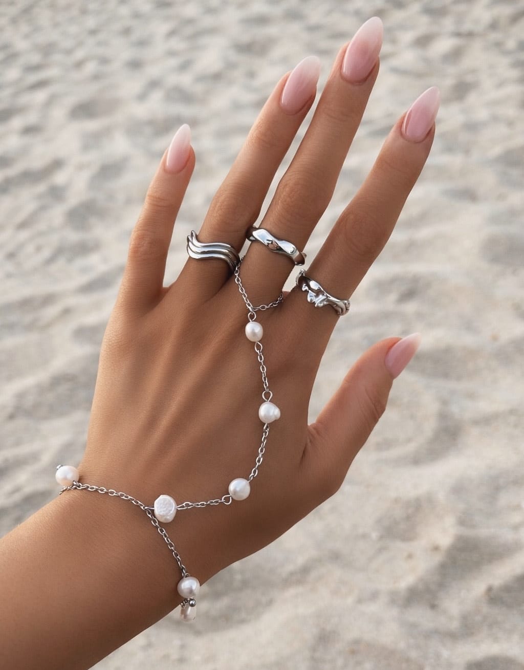 Bohomoon Stainless Steel Nori Hand Chain Bracelet