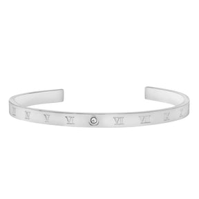 BohoMoon Stainless Steel Numerals Cuff Bracelet Silver