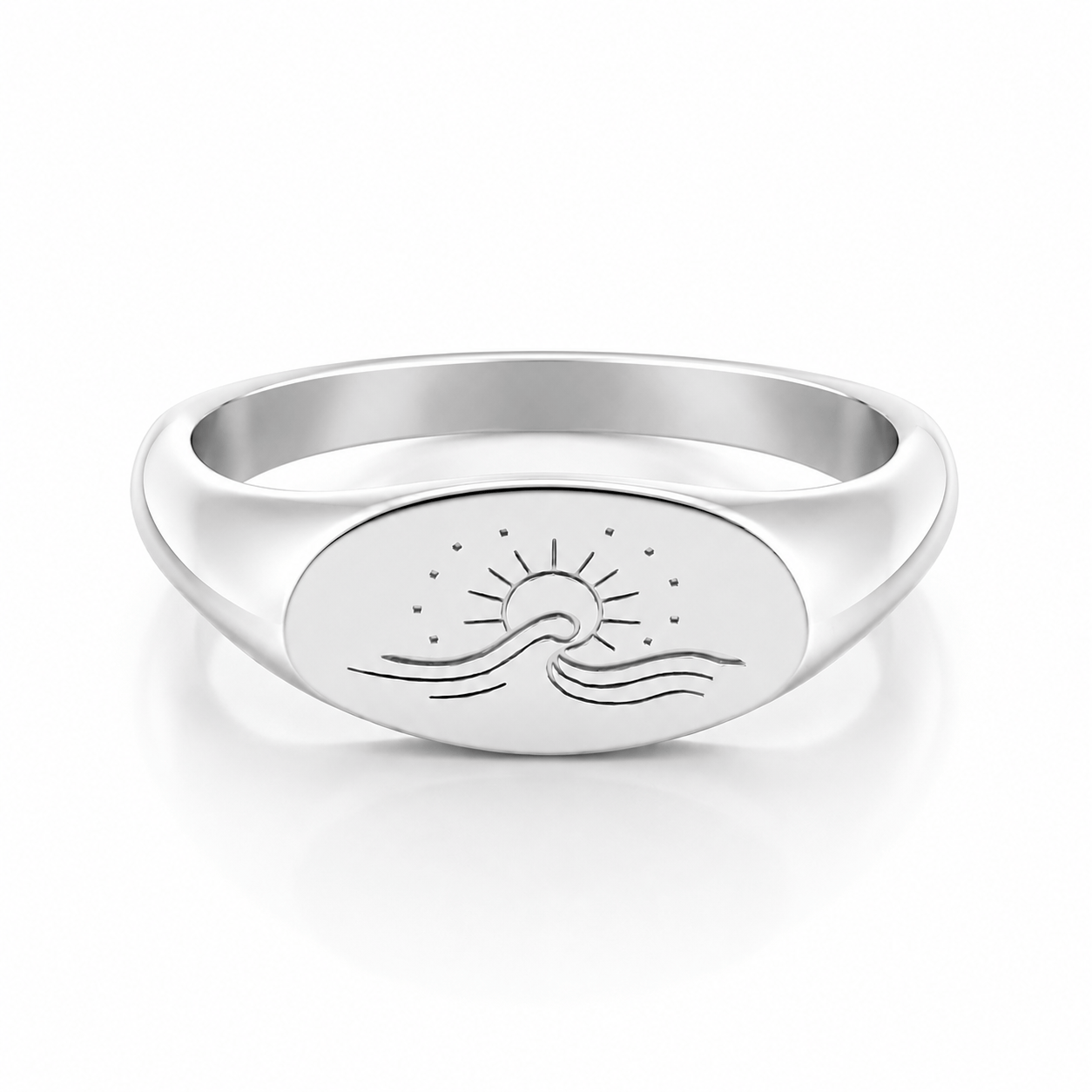 Bohomoon Stainless Steel Ocean Waves Signet Ring