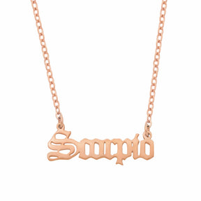 BohoMoon Stainless Steel Old English Zodiac Necklace