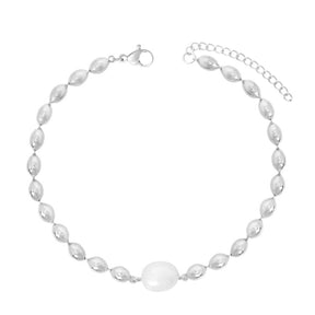 BohoMoon Stainless Steel Olivia Pearl Anklet Silver