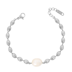 BohoMoon Stainless Steel Olivia Pearl Bracelet Silver