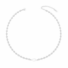 BohoMoon Stainless Steel Olivia Pearl Necklace Silver