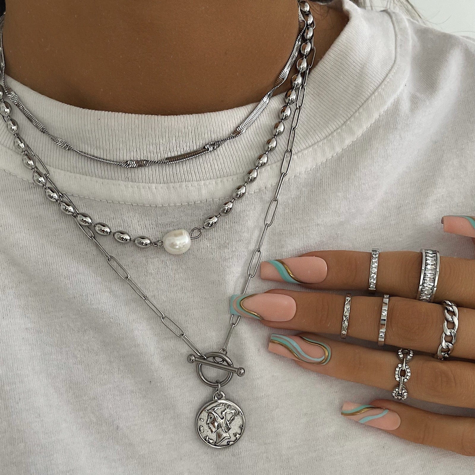 BohoMoon Stainless Steel Olivia Pearl Necklace