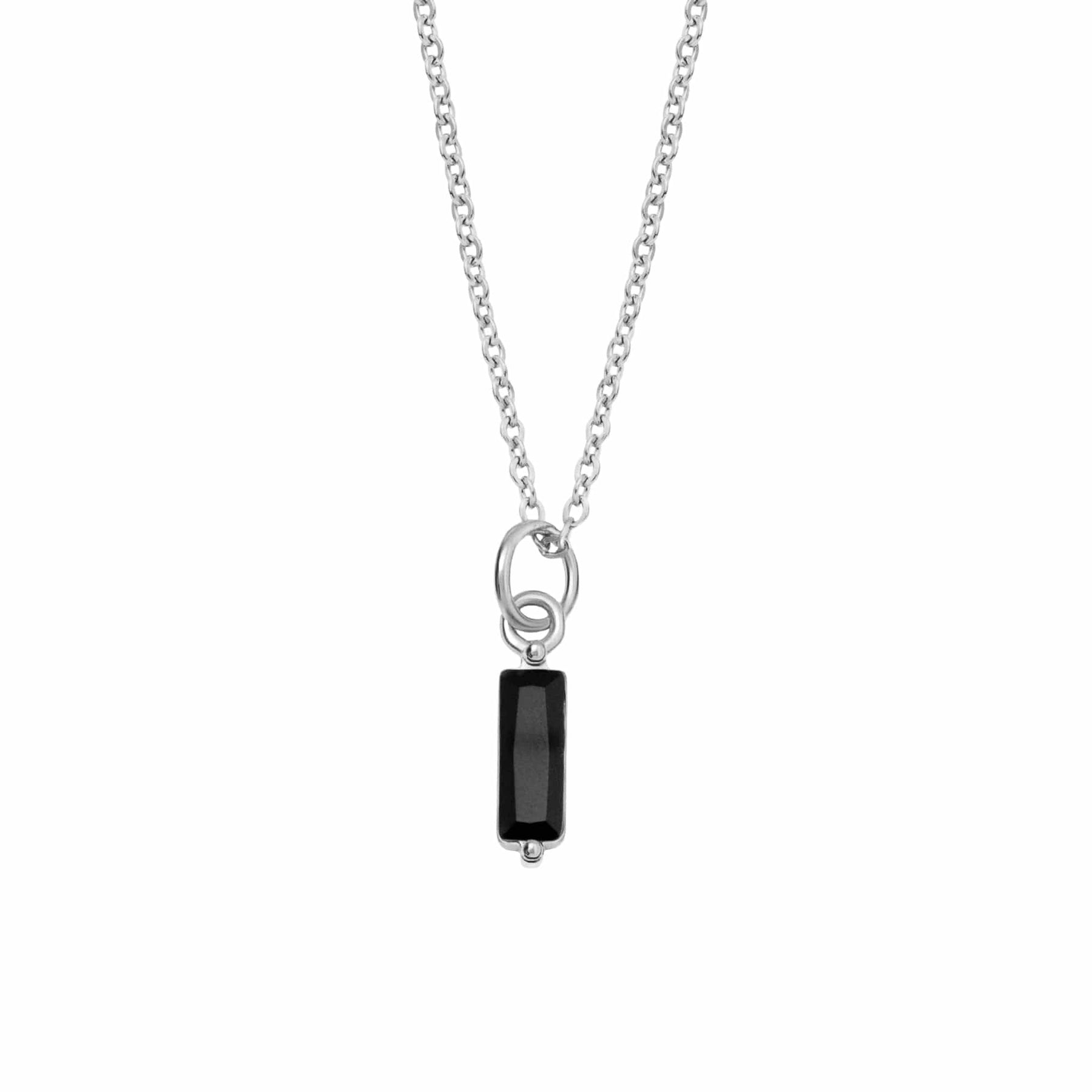 BohoMoon Stainless Steel Onyx Necklace Silver