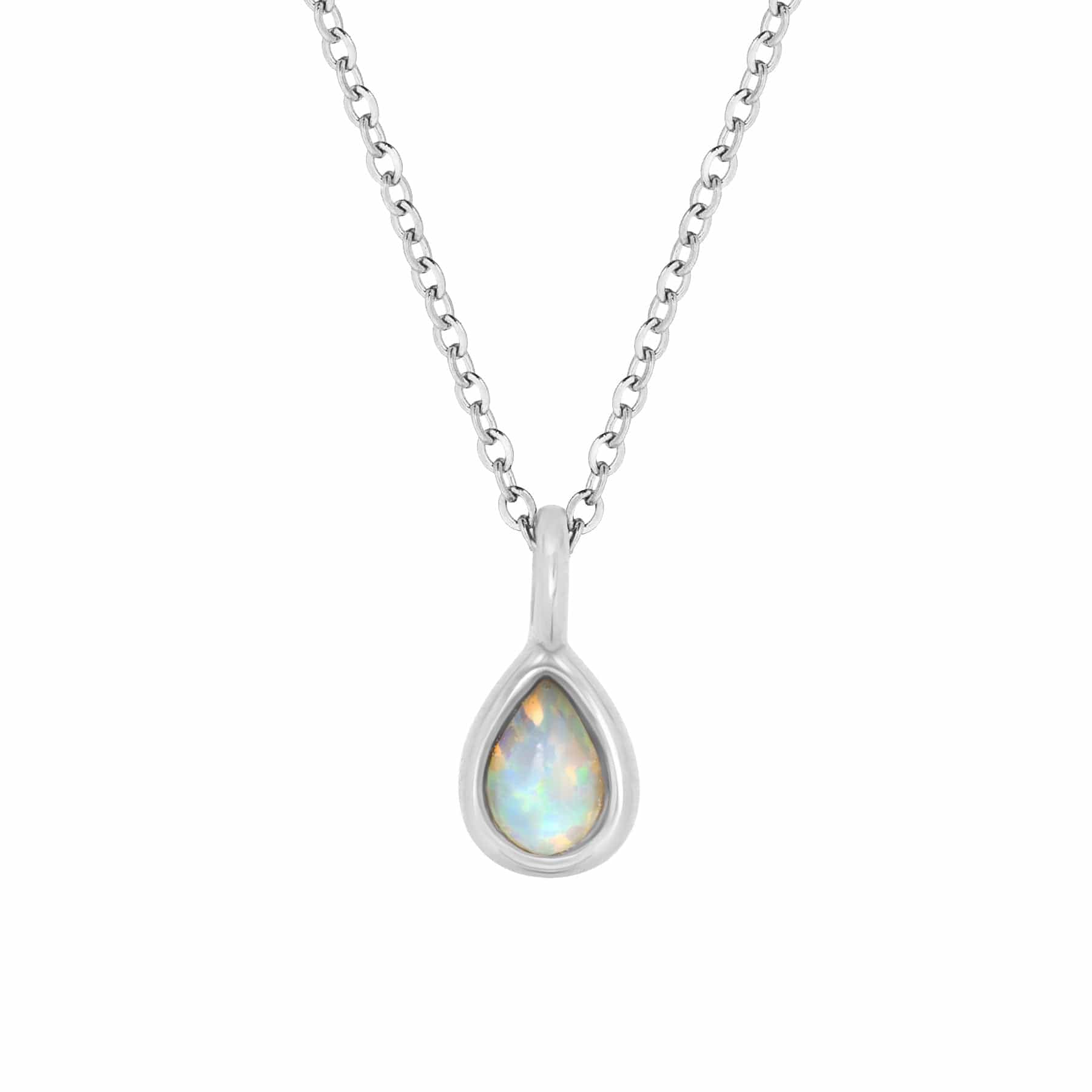BohoMoon Stainless Steel Orla Opal Necklace Silver