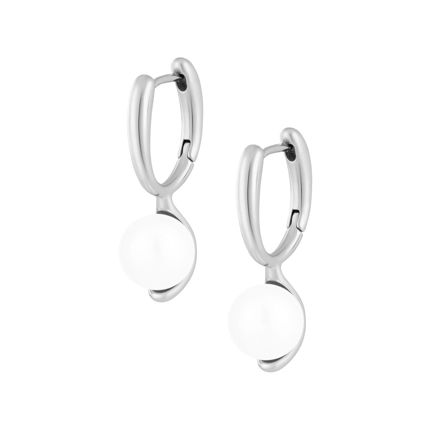 Bohomoon Stainless Steel Oscar Pearl Hoop Earrings