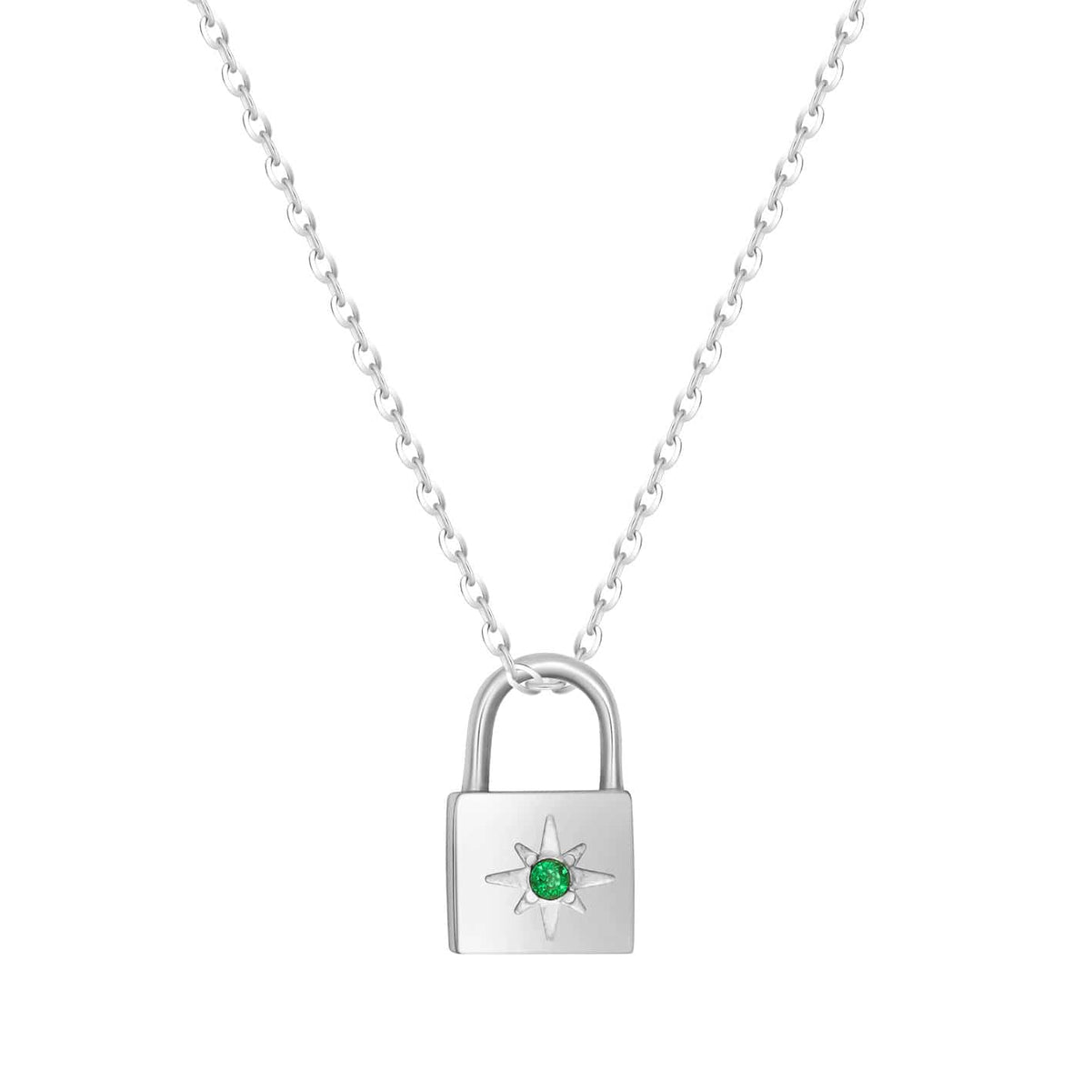 Bohomoon Stainless Steel Padlock Birthstone Necklace