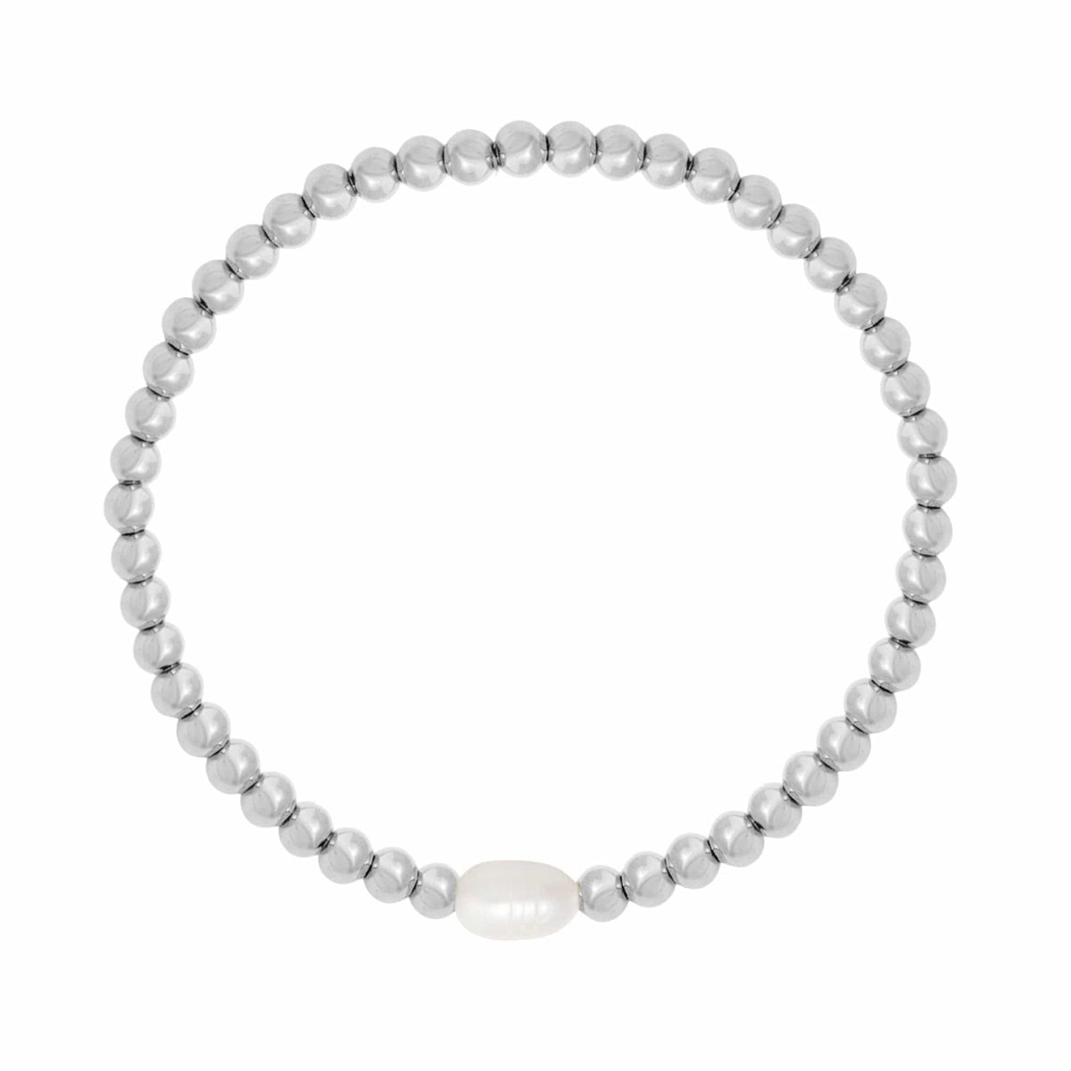 BohoMoon Stainless Steel Palm Springs Pearl Bracelet Silver