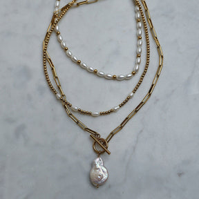 BohoMoon Stainless Steel Palm Springs Pearl Necklace