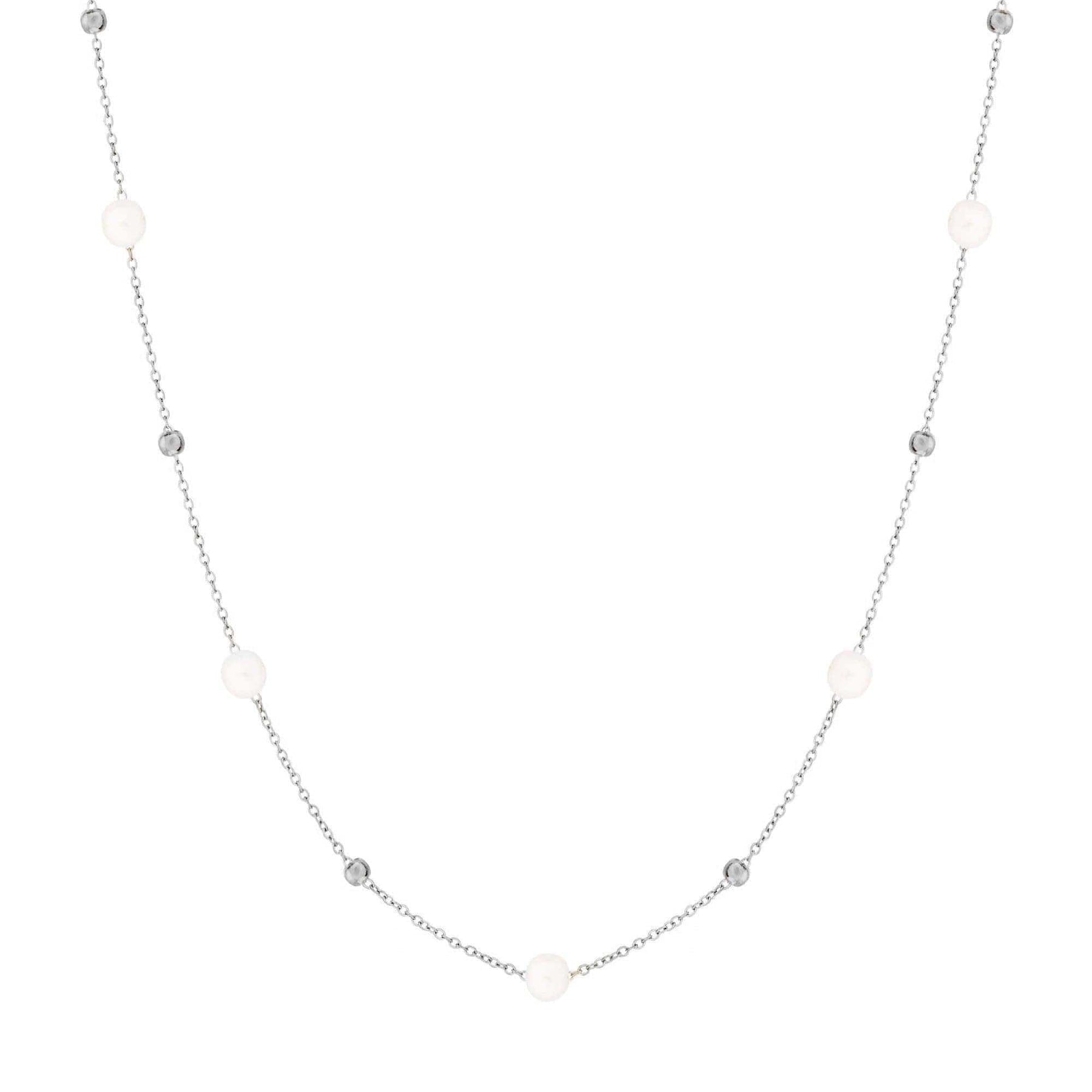 BohoMoon Stainless Steel Paradise Pearl Necklace Silver
