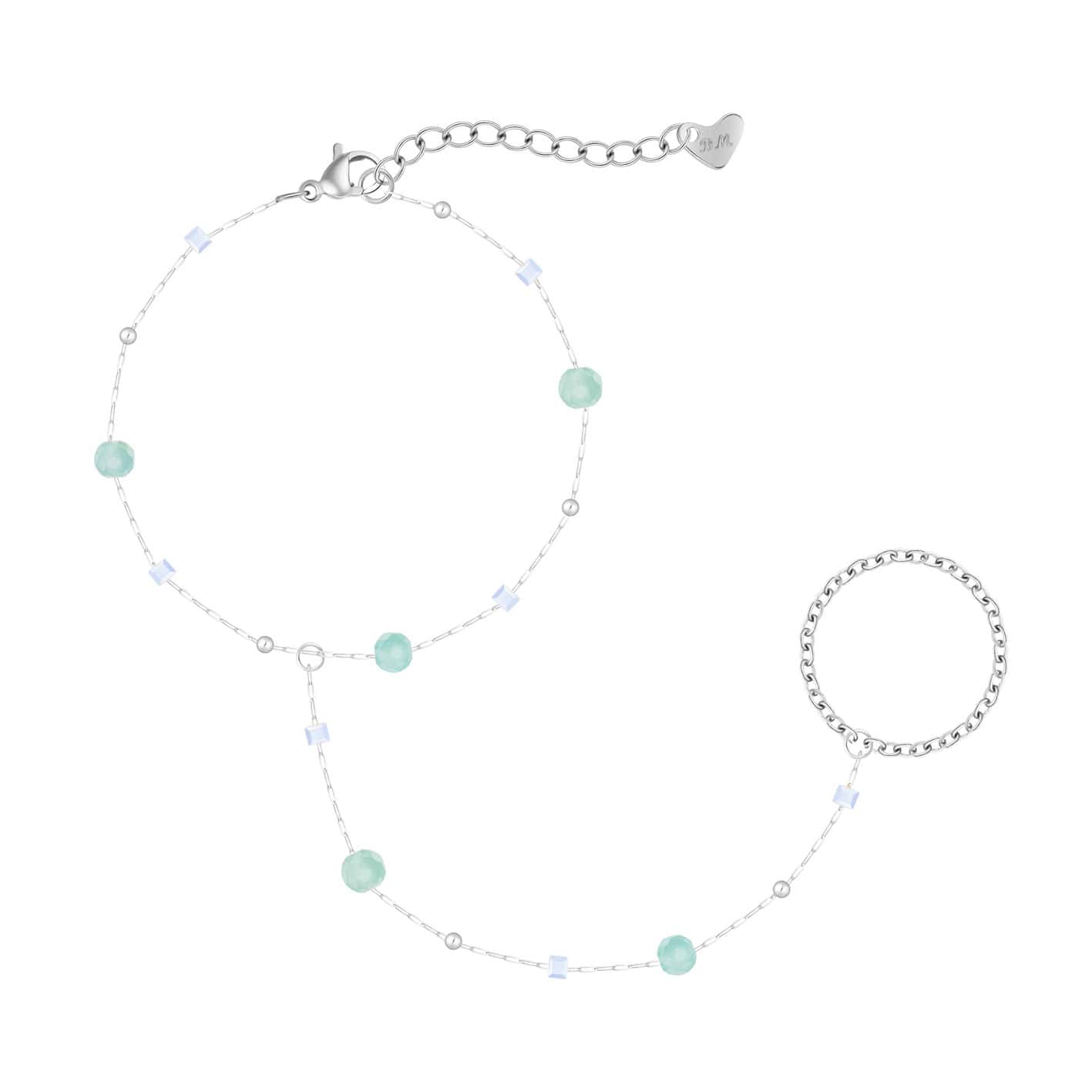 Bohomoon Stainless Steel Pastel Hand Chain Bracelet