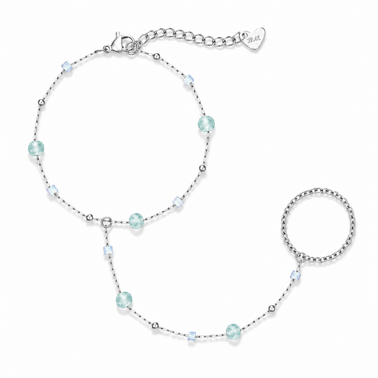 Bohomoon Stainless Steel Pastel Hand Chain Bracelet