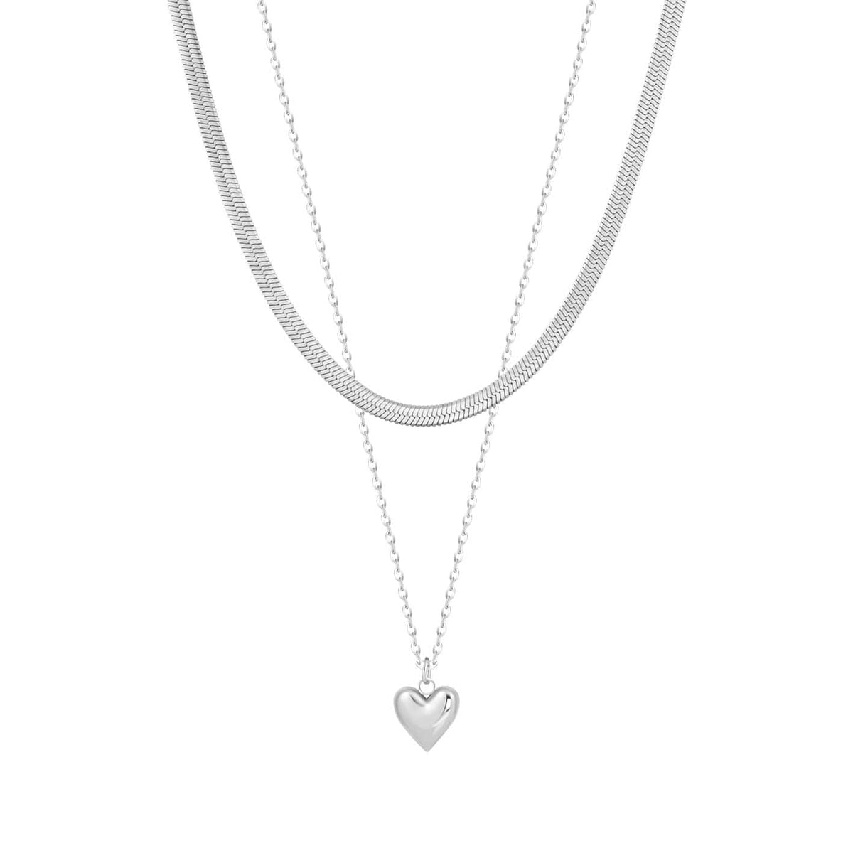 Bohomoon Stainless Steel Paulina Bubble Heart Layered Necklace