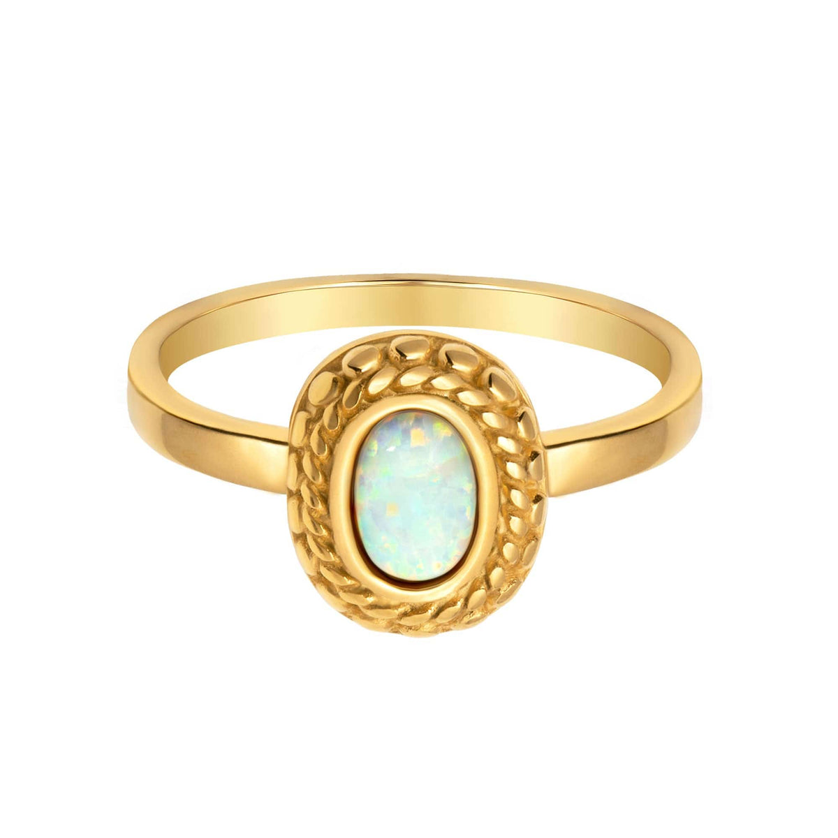 BohoMoon Stainless Steel Perrie Opal Ring Gold / US 6 / UK L / EUR 51 (small)