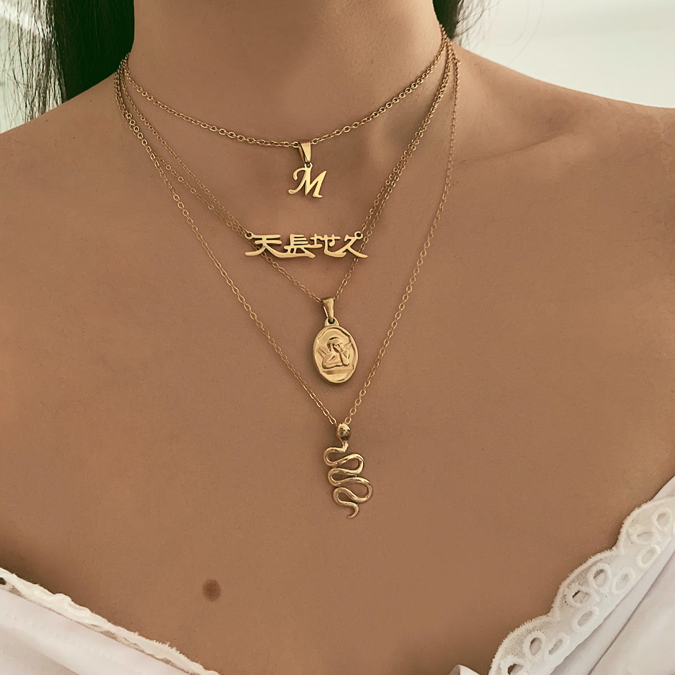BohoMoon Stainless Steel Petite Initial Choker / Necklace