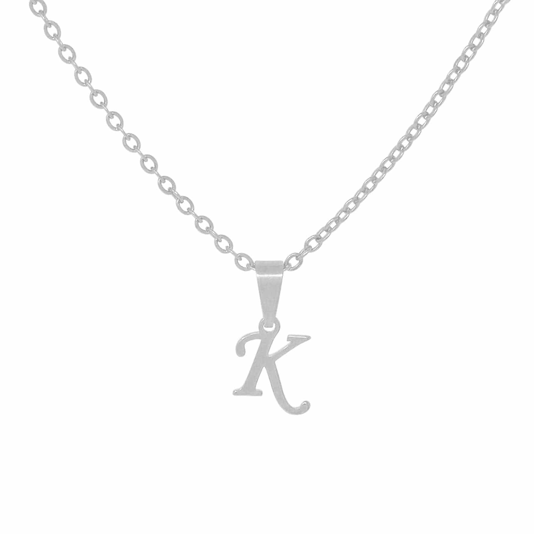 BohoMoon Stainless Steel Petite Initial Choker / Necklace Silver / A / Choker