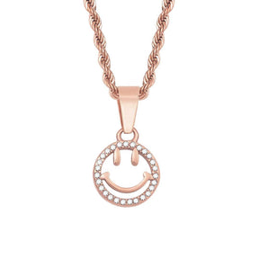 BohoMoon Stainless Steel Phoebe Smiley Necklace Rose Gold