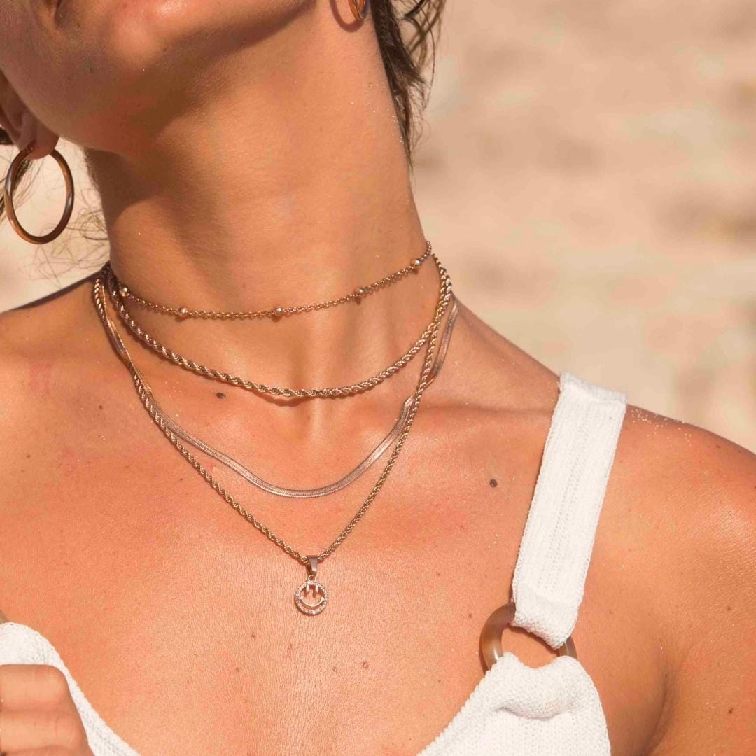 BohoMoon Stainless Steel Phoebe Smiley Necklace