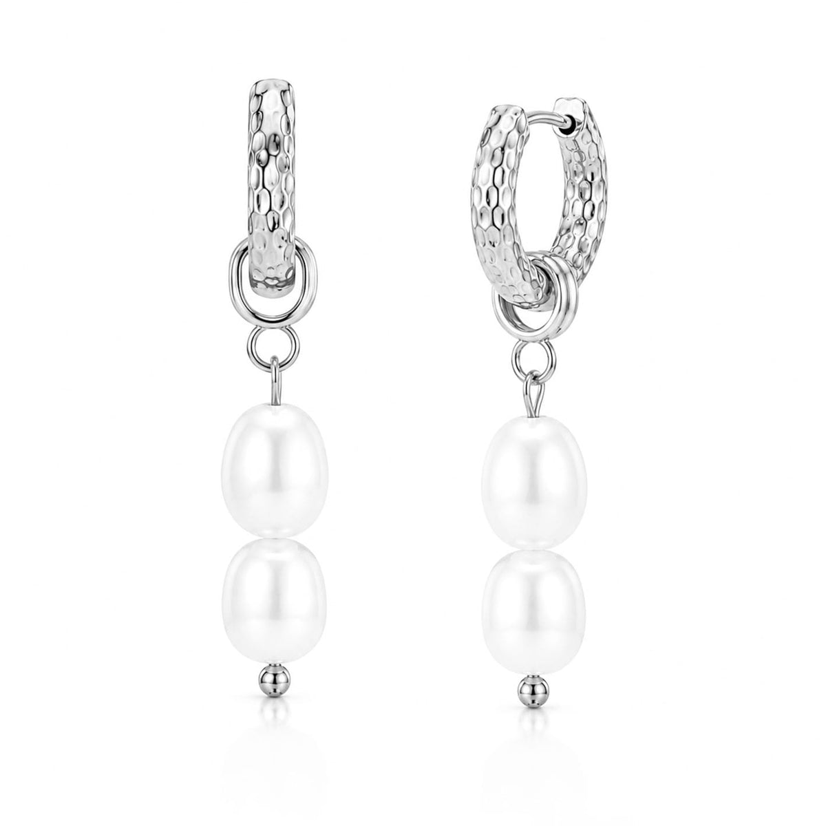 Bohomoon Stainless Steel Poppi Pearl Hoop Earrings