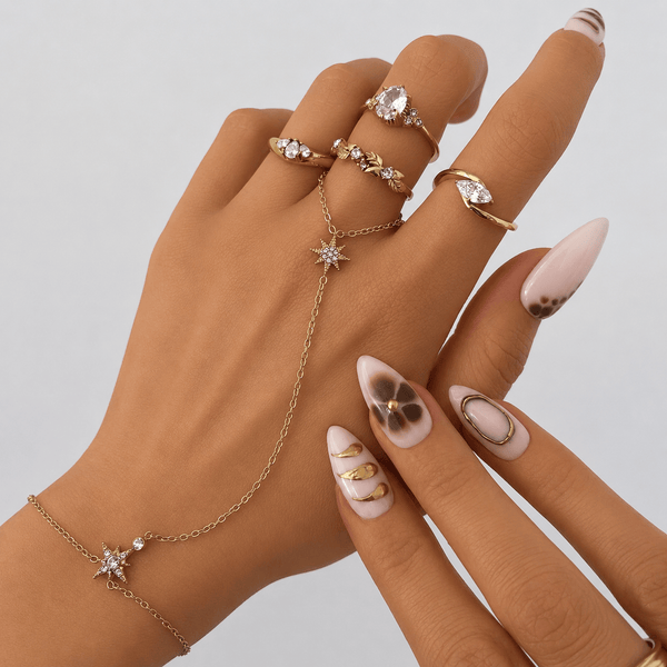 Bohomoon Stainless Steel Poppy Hand Chain Bracelet