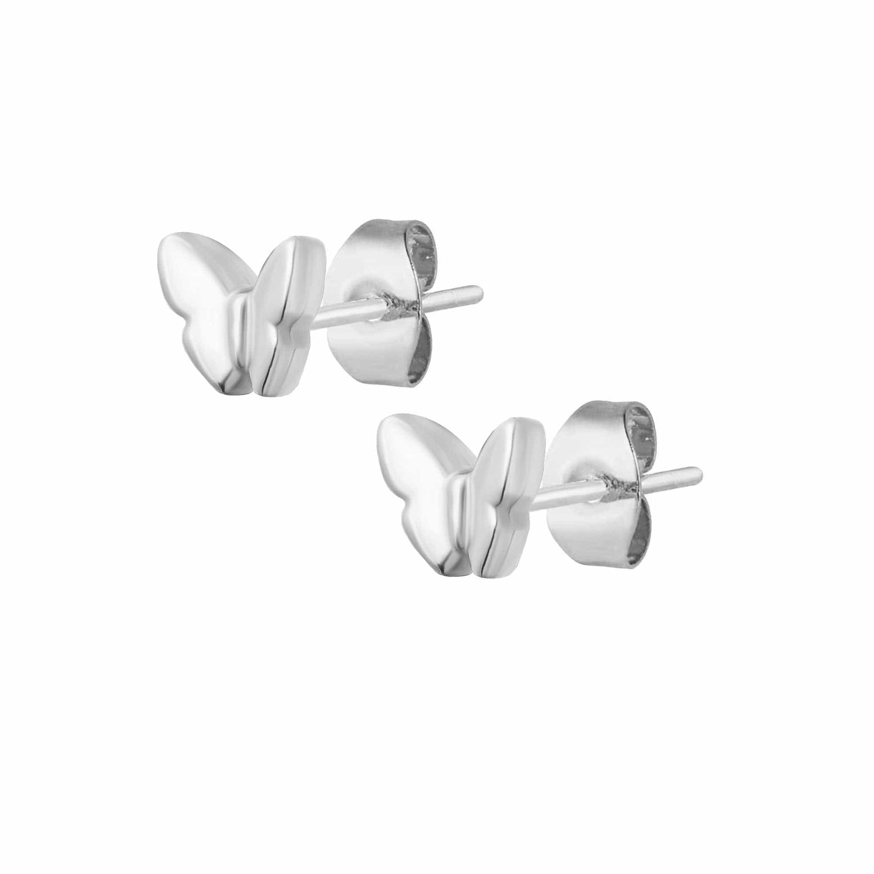 BohoMoon Stainless Steel Posie Butterfly Stud Earrings Silver