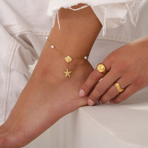 Bohomoon Stainless Steel Positano Pearl Anklet