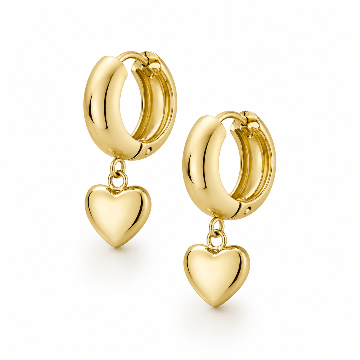 Bohomoon Stainless Steel Puffy Heart Hoop Earrings