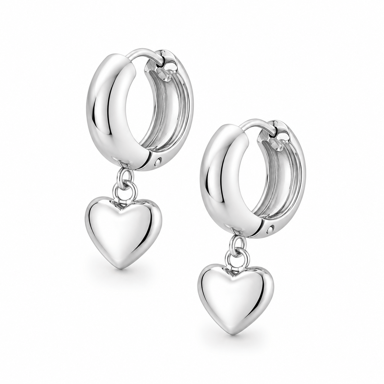 Bohomoon Stainless Steel Puffy Heart Hoop Earrings