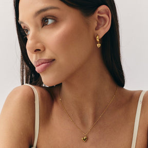 Bohomoon Stainless Steel Puffy Heart Hoop Earrings