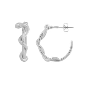 BohoMoon Stainless Steel Python Hoop Earrings Silver