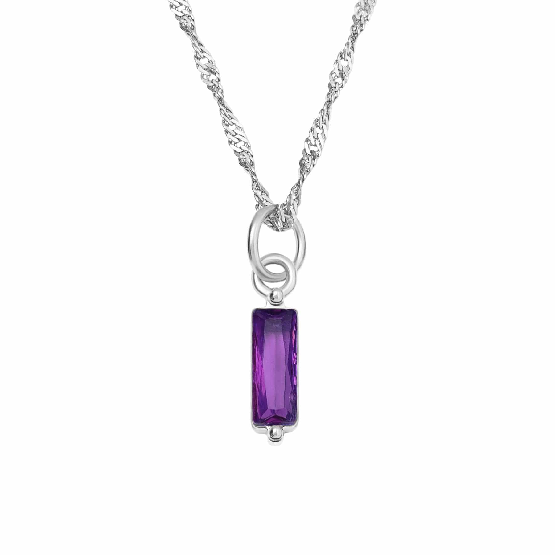BohoMoon Stainless Steel Quartet Birthstone Necklace Silver / February