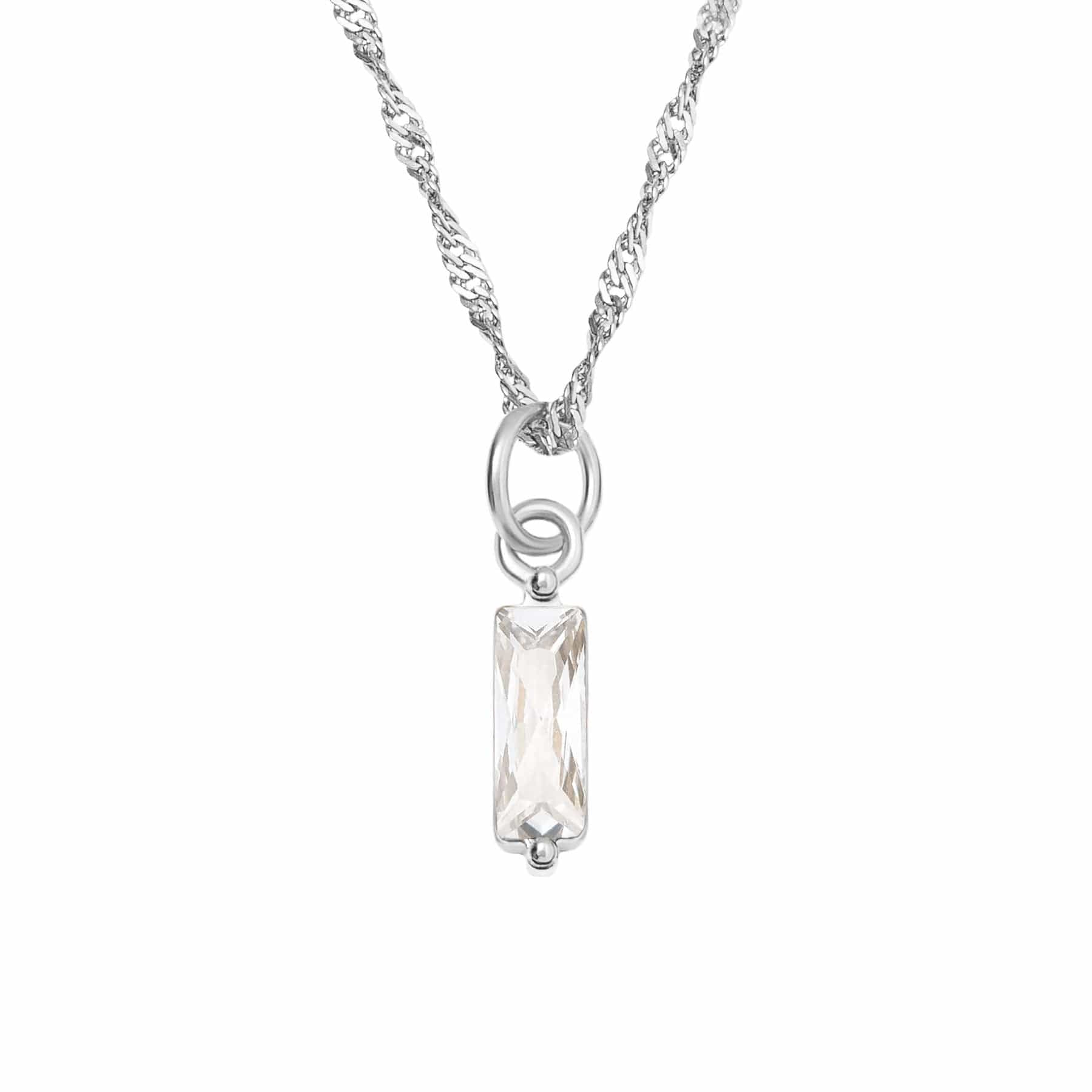 BohoMoon Stainless Steel Quartet Birthstone Necklace Silver / April