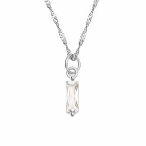 BohoMoon Stainless Steel Quartet Birthstone Necklace Silver / April