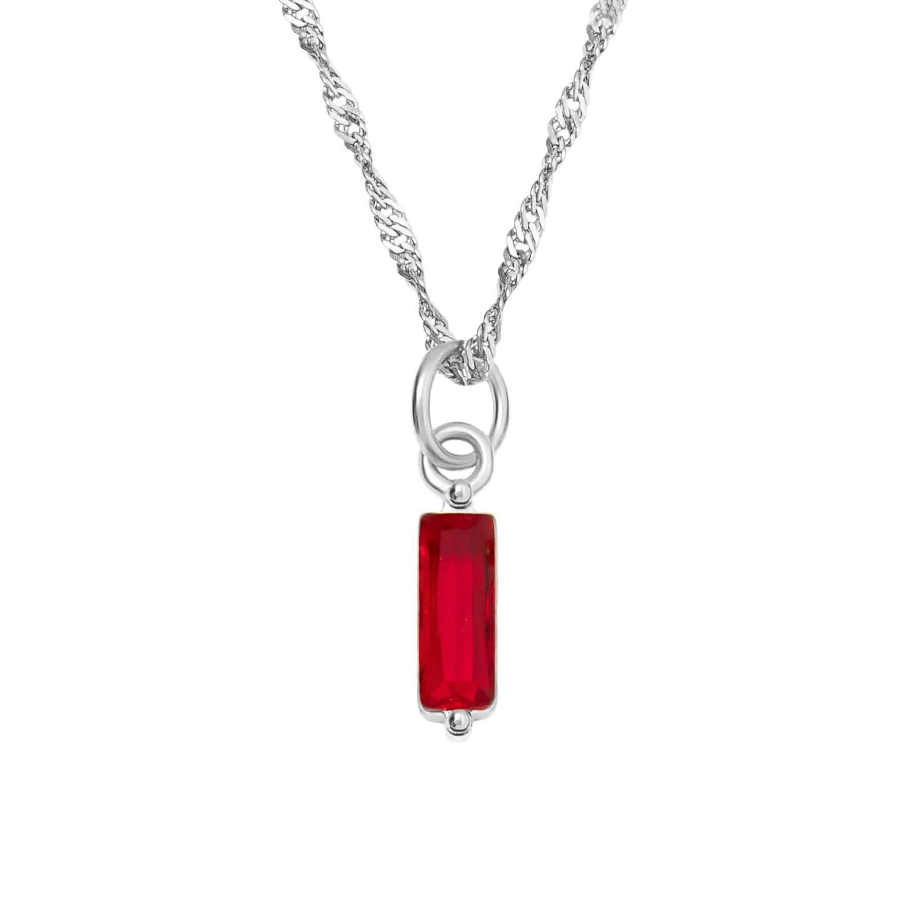 BohoMoon Stainless Steel Quartet Birthstone Necklace Silver / July
