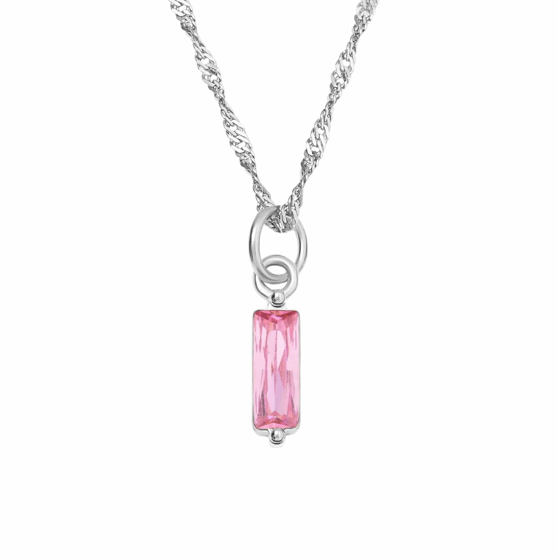 BohoMoon Stainless Steel Quartet Birthstone Necklace Silver / October