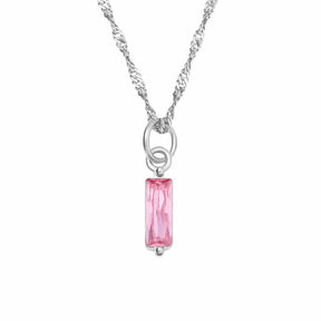 BohoMoon Stainless Steel Quartet Birthstone Necklace Silver / October