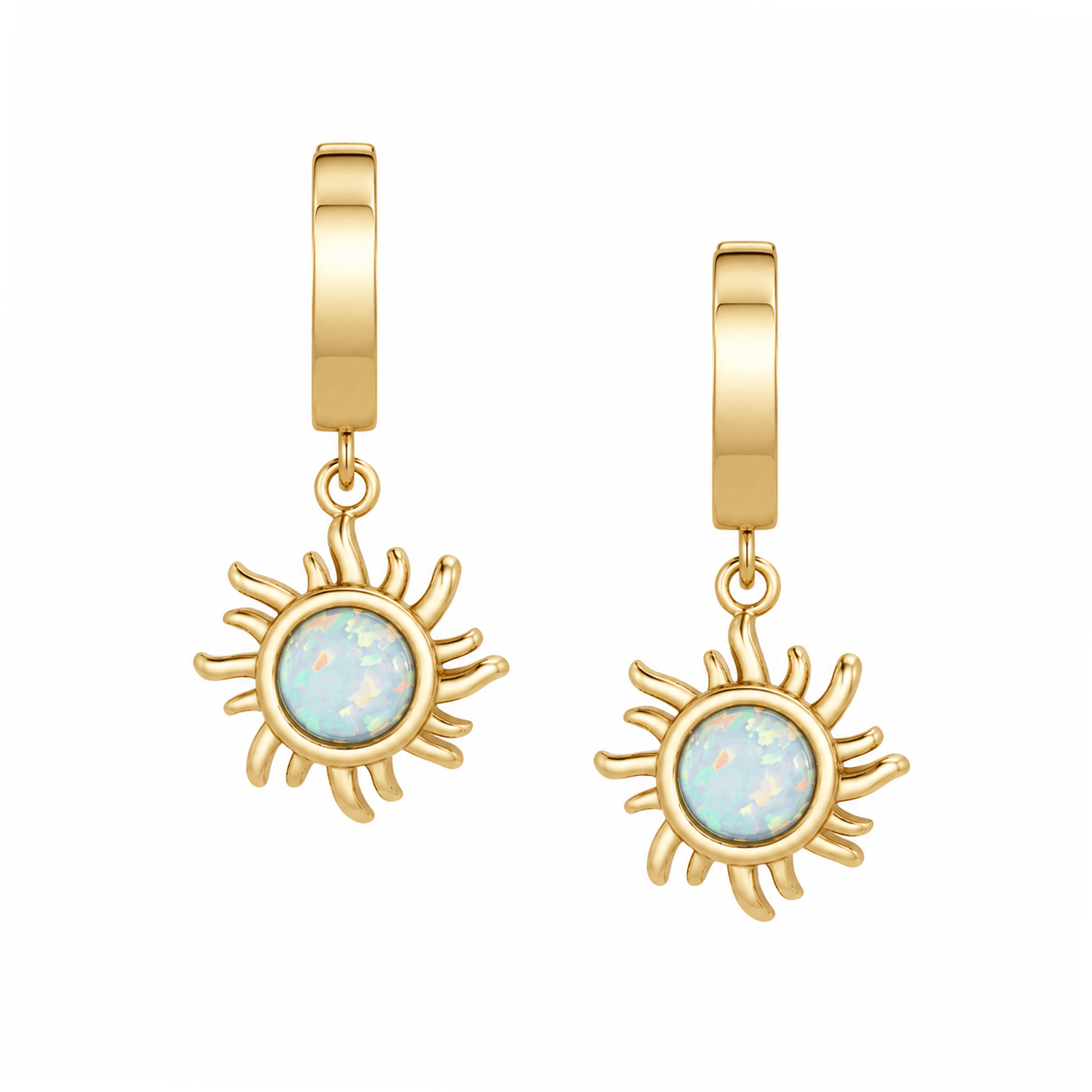 Bohomoon Stainless Steel Rae Opal Sun Hoop Earrings
