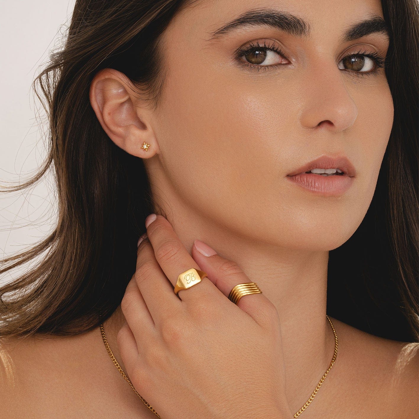 Bohomoon Stainless Steel Raina Initial Signet Ring