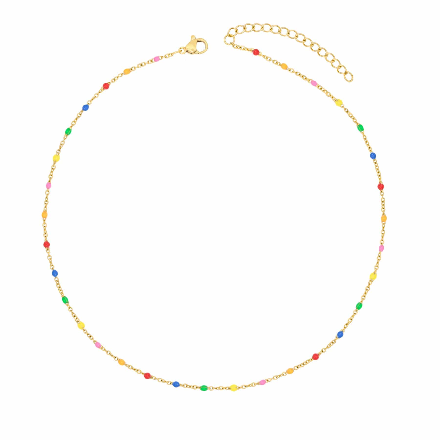 BohoMoon Stainless Steel Rainbow Beaded Necklace Gold
