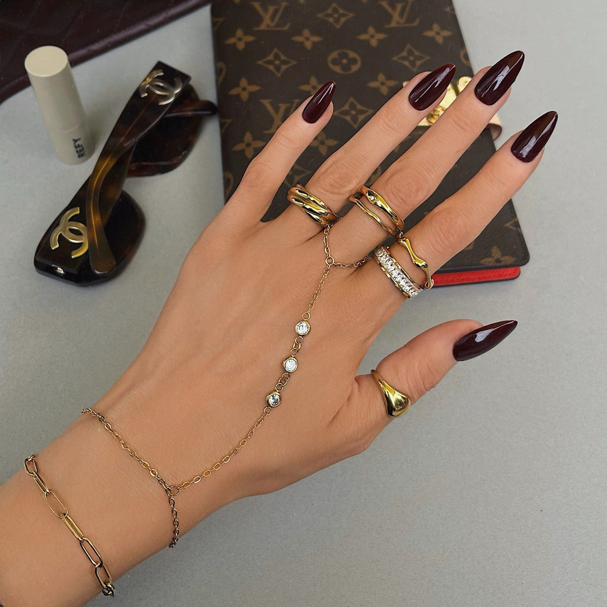 Bohomoon Stainless Steel Raquel Hand Chain Bracelet