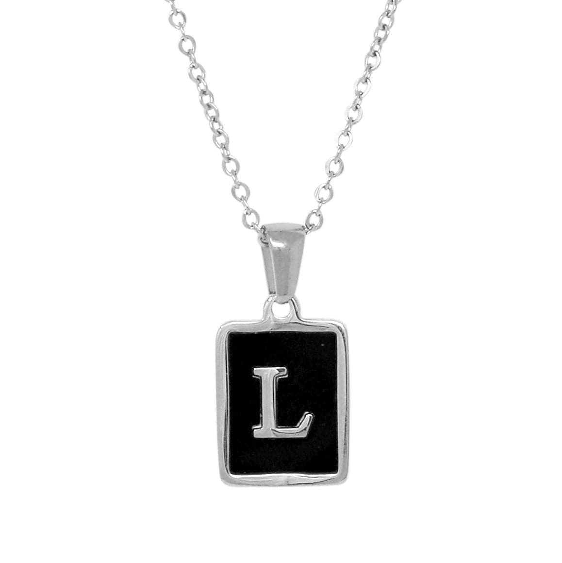 BohoMoon Stainless Steel Raven Initial Necklace Silver / A