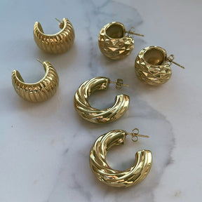 BohoMoon Stainless Steel Reflect Hoop Earrings Gold