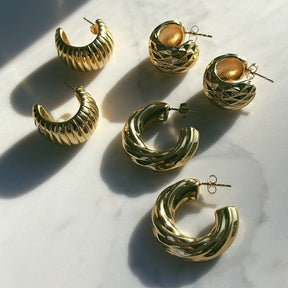 BohoMoon Stainless Steel Reflect Hoop Earrings Gold