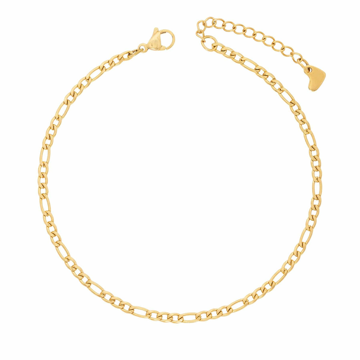 BohoMoon Stainless Steel Regal Figaro Anklet Gold