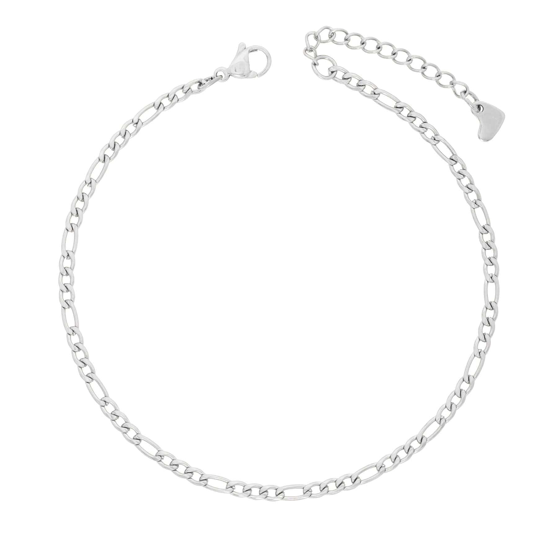 BohoMoon Stainless Steel Regal Figaro Anklet Silver