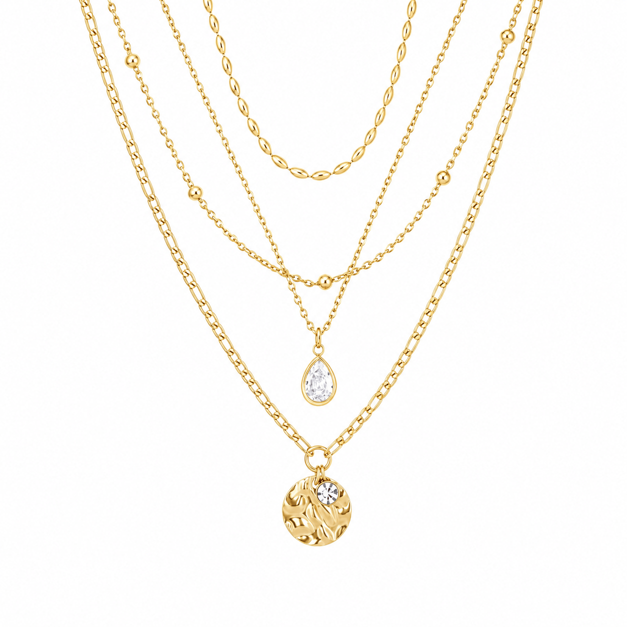 Bohomoon Stainless Steel Rhodes Layered Necklace