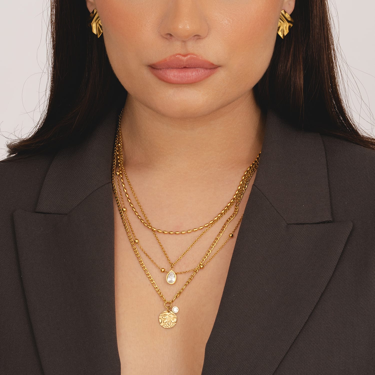 Bohomoon Stainless Steel Rhodes Layered Necklace