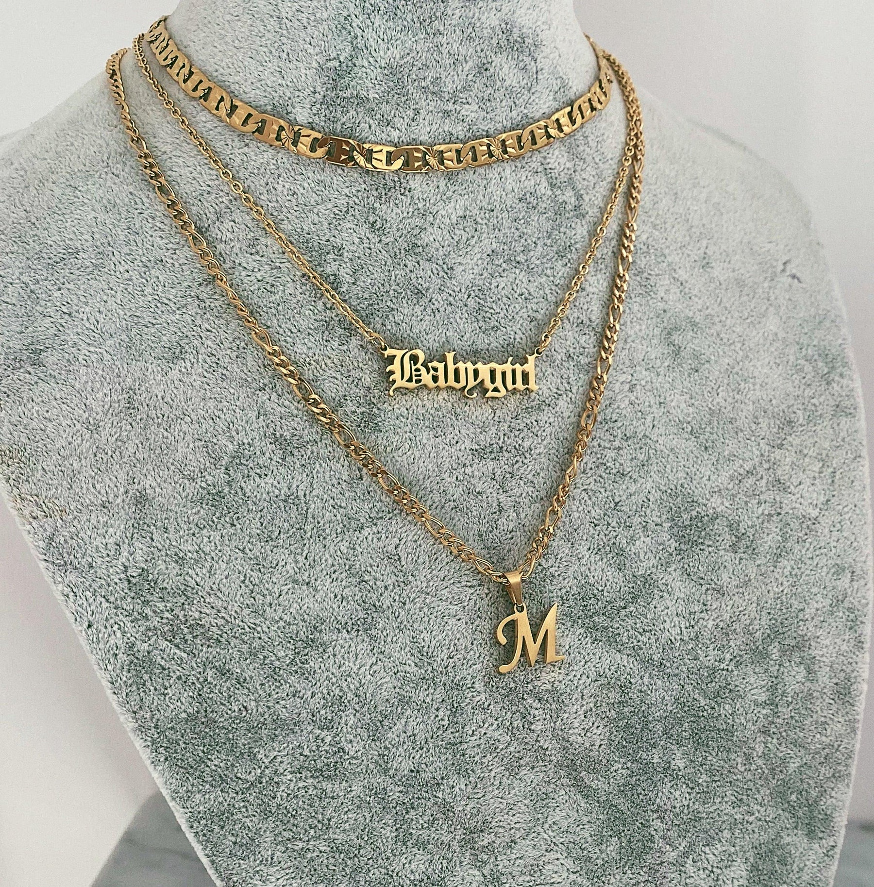 BohoMoon Stainless Steel River Initial Choker / Necklace